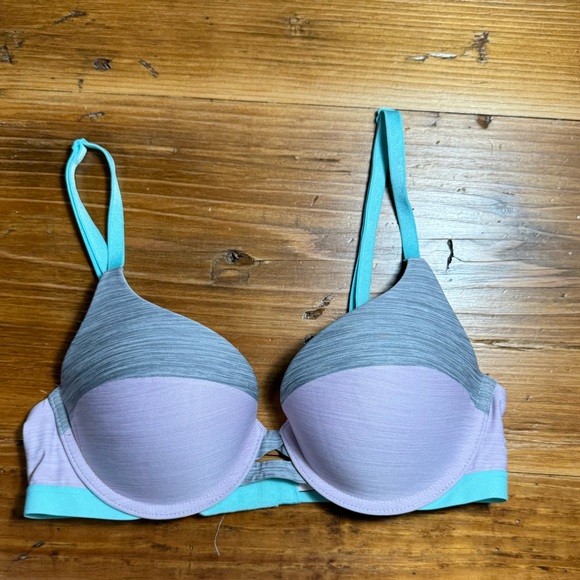 Victoria’s Secret Perfect Shape Bra Pink, Gray, Teal 32C Soft 2-way racer back - Picture 3 of 8